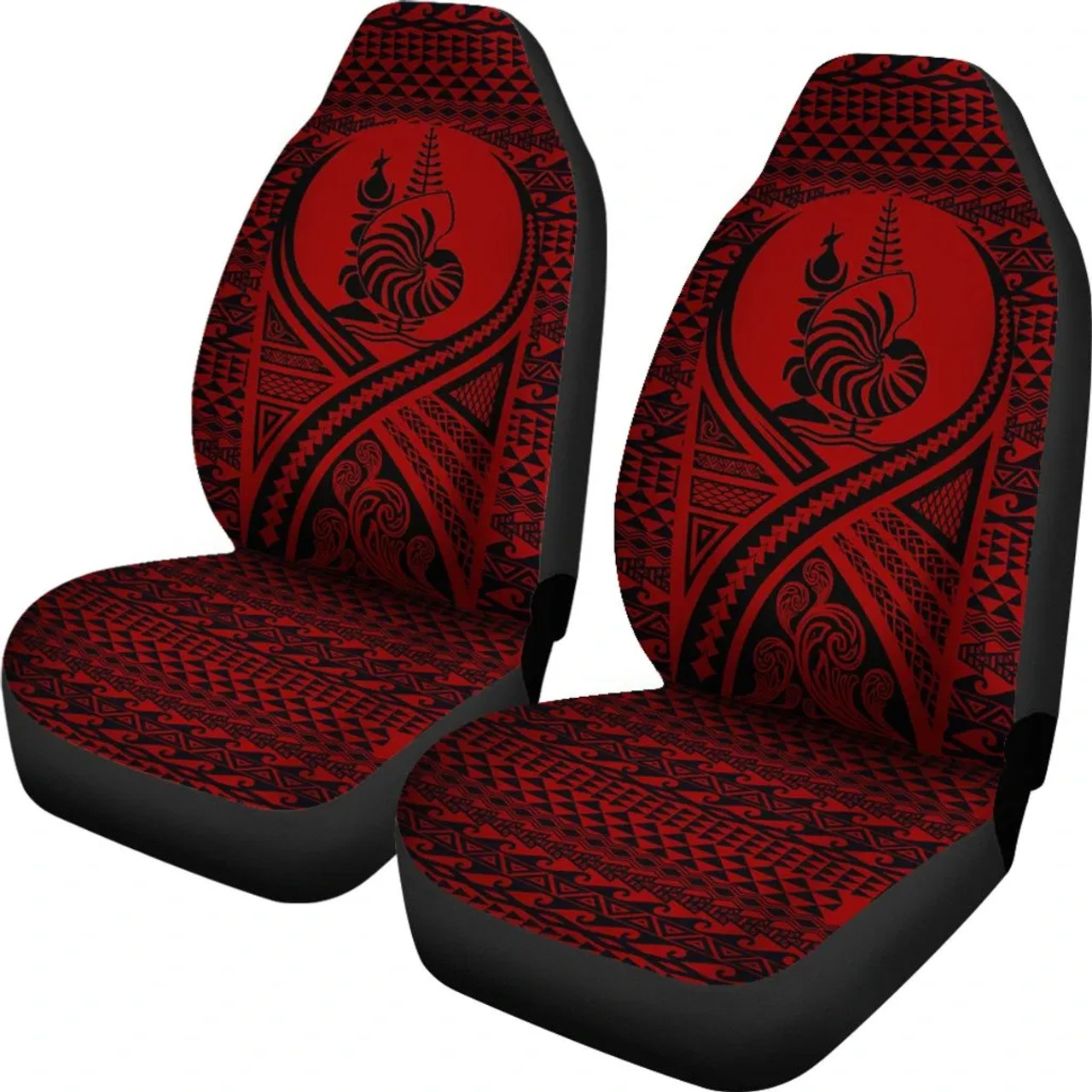 New Caledonia Car Seat Cover - New Caledonia Coat Of Arms Polynesian Tattoo Red