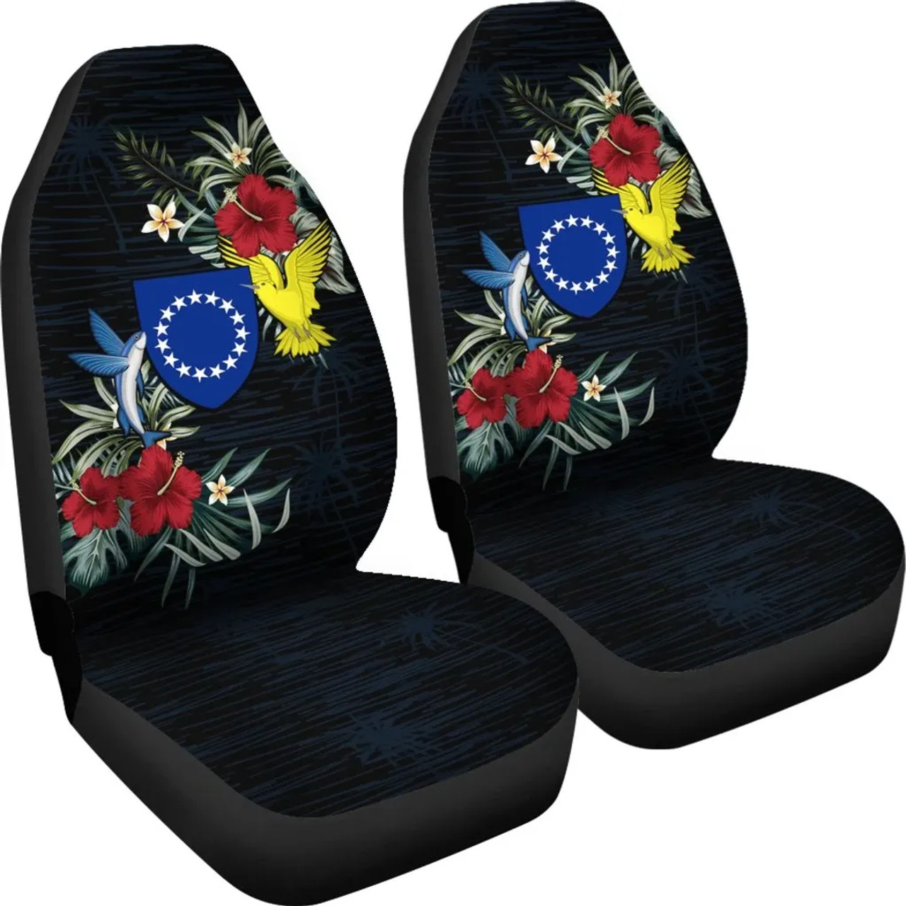 Cook Islands Car Seat Covers - Cook Islands Coat of Arms Hibiscus