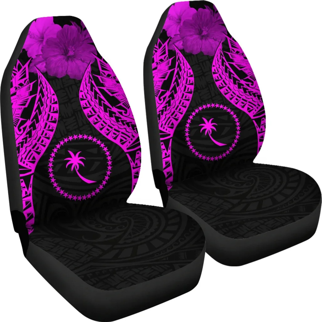 Chuuk Polynesian Car Seat Covers Pride Seal And Hibiscus Pink