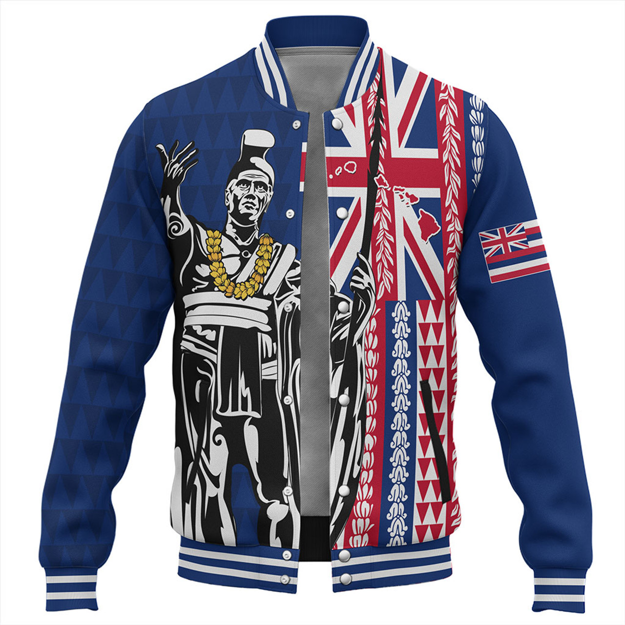 Hawaii Baseball Jacket King Aloha Flag With Flower Lie Beautiful