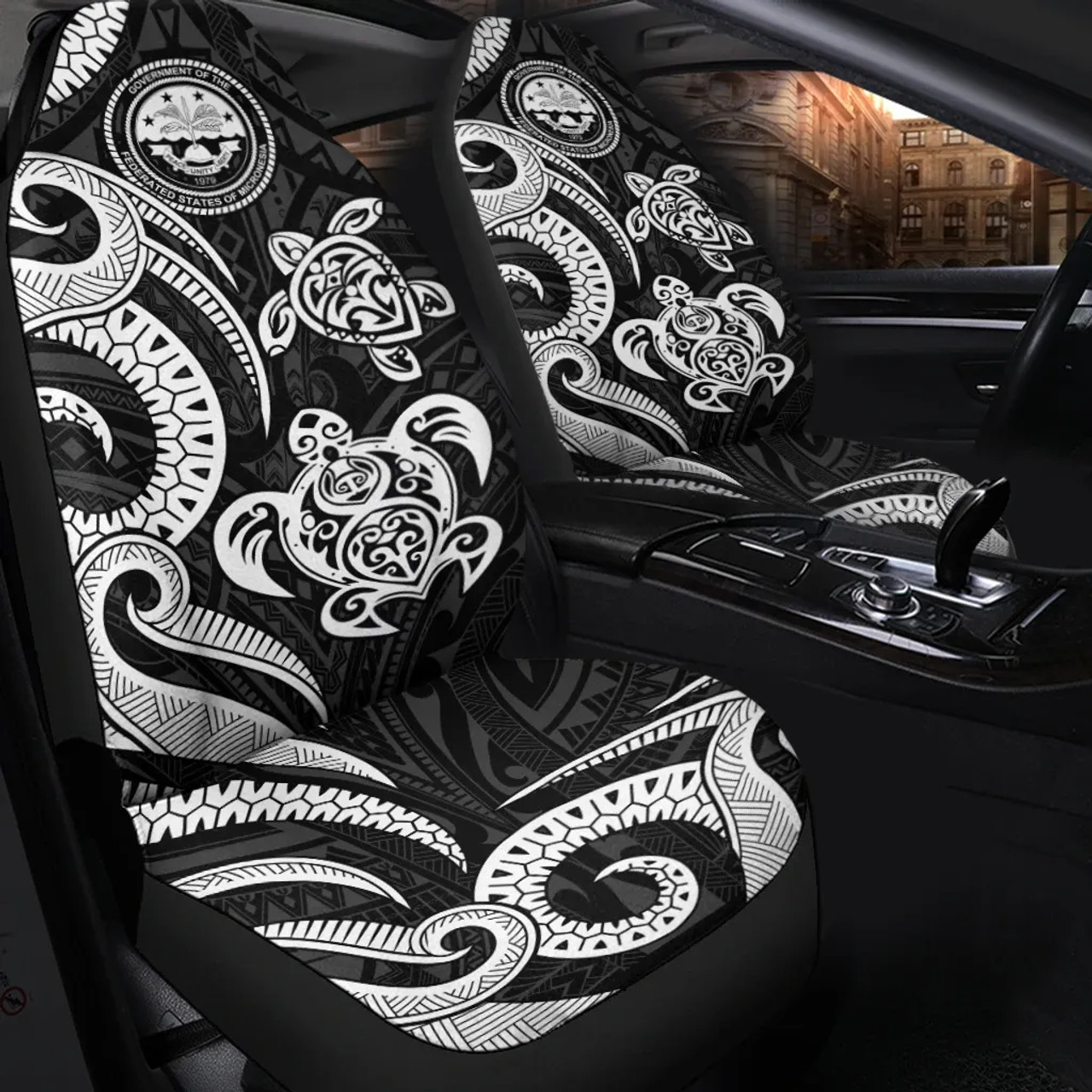 Federated States of Micronesia Car Seat Covers - White Tentacle Turtle