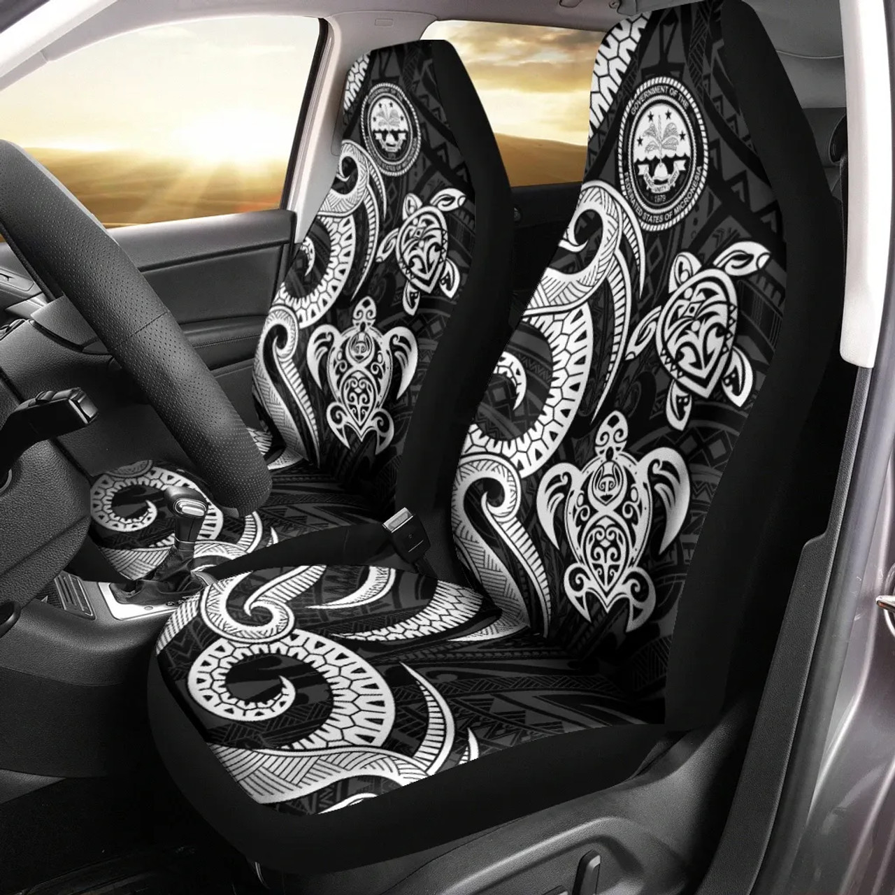 Federated States of Micronesia Car Seat Covers - White Tentacle Turtle