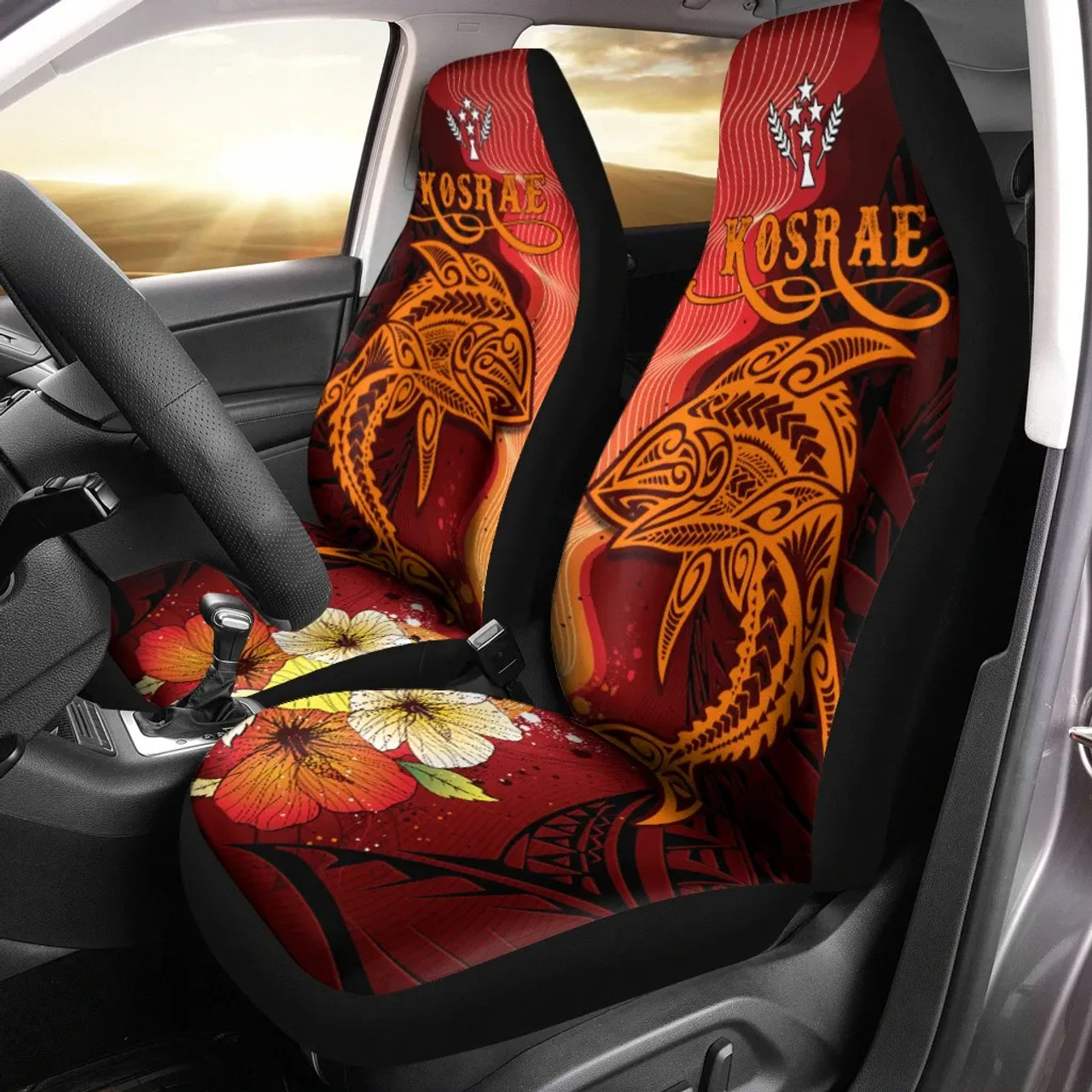 Kosrae Car Seat Covers - Tribal Tuna Fish