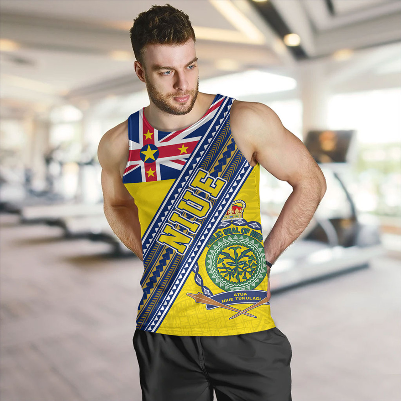 Niue Tank Top Flag And Coat Of Arms
