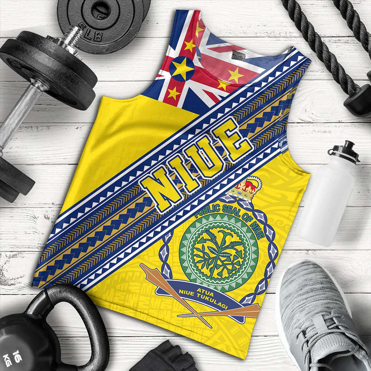 Niue Tank Top Flag And Coat Of Arms