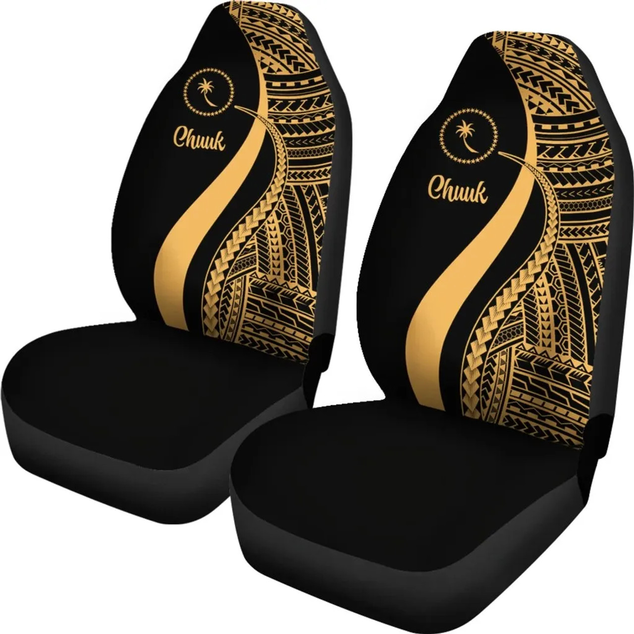 Chuuk Car Seat Covers - Gold Polynesian Tentacle Tribal Pattern