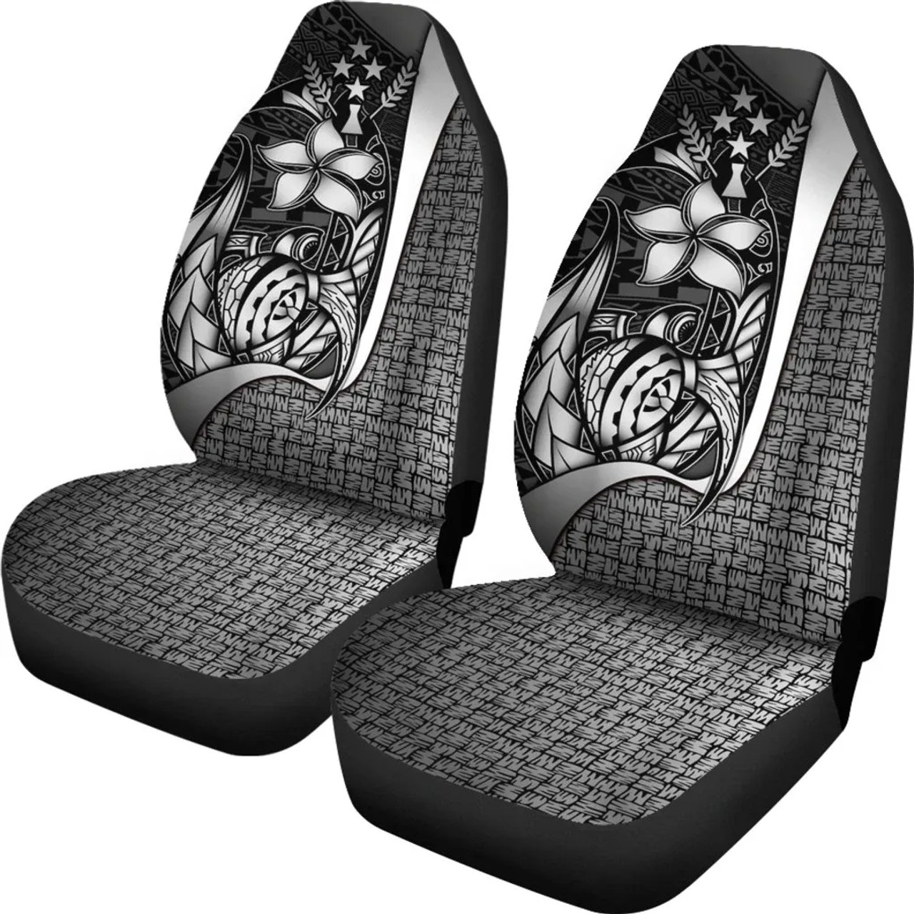 Kosrae Micronesian Car Seat Covers White - Turtle With Hook