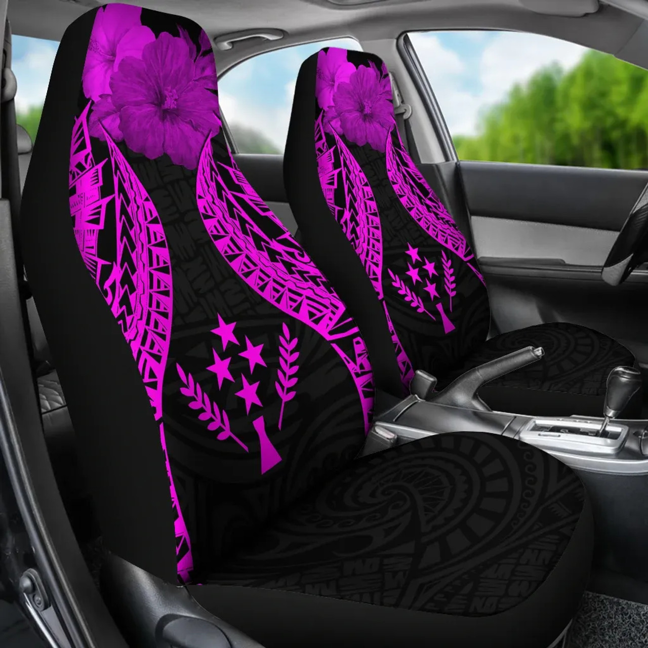 Kosrae Polynesian Car Seat Covers Pride Seal And Hibiscus Pink