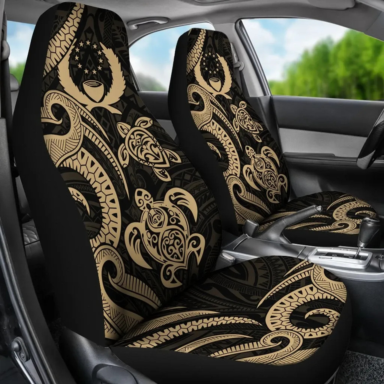 Pohnpei Micronesian Car Seat Covers - Gold Tentacle Turtle