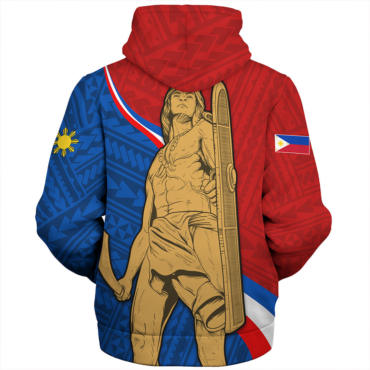 Philippines Filipinos Sherpa Hoodie Lapu-Lapu Hero With Polynesian Pattern