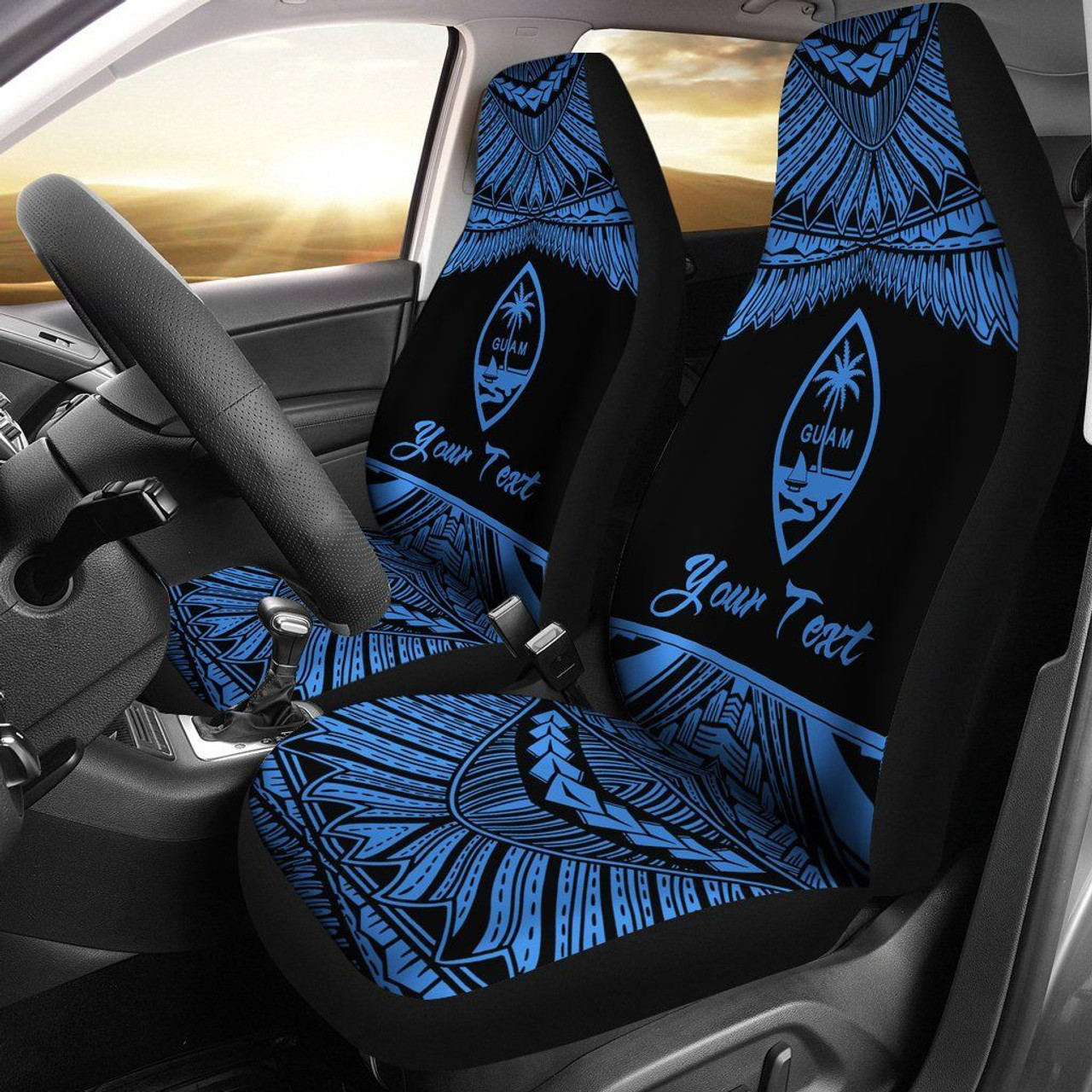 Guam Polynesian Custom Personalised Car Seat Covers - Pride Blue Version