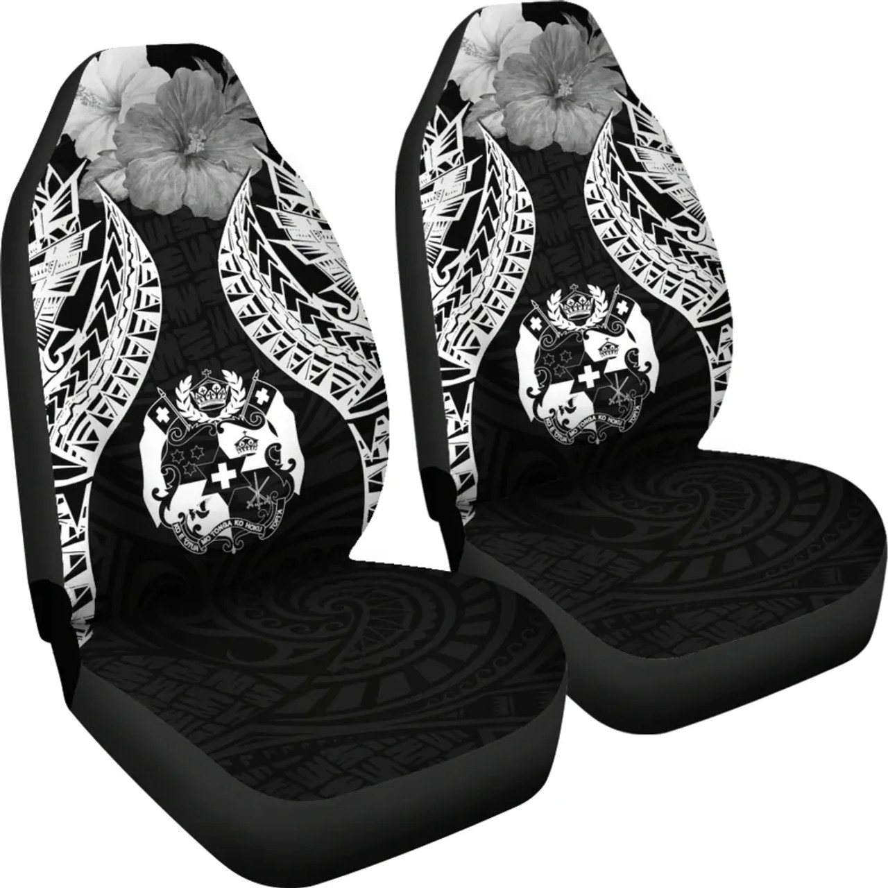 Tonga Polynesian Car Seat Covers Pride Seal And Hibiscus Black