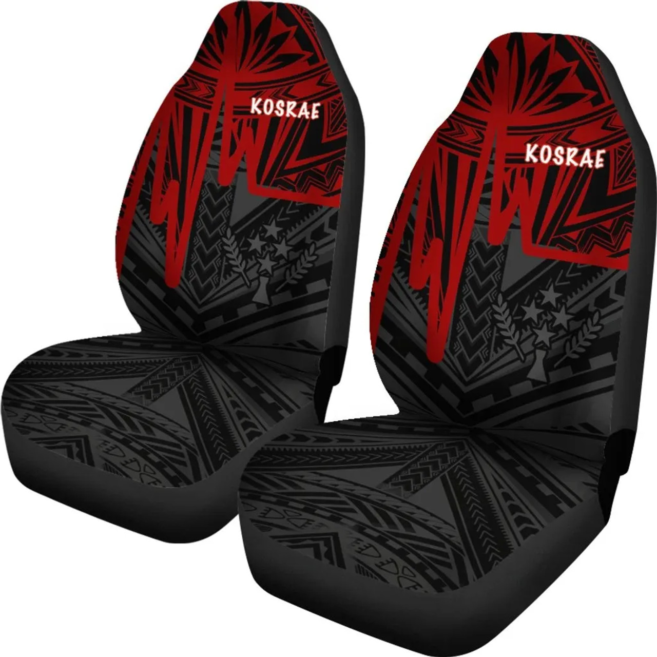 Kosrae Car Seat Covers - Kosrae Seal In Heartbeat Patterns Style (Red)
