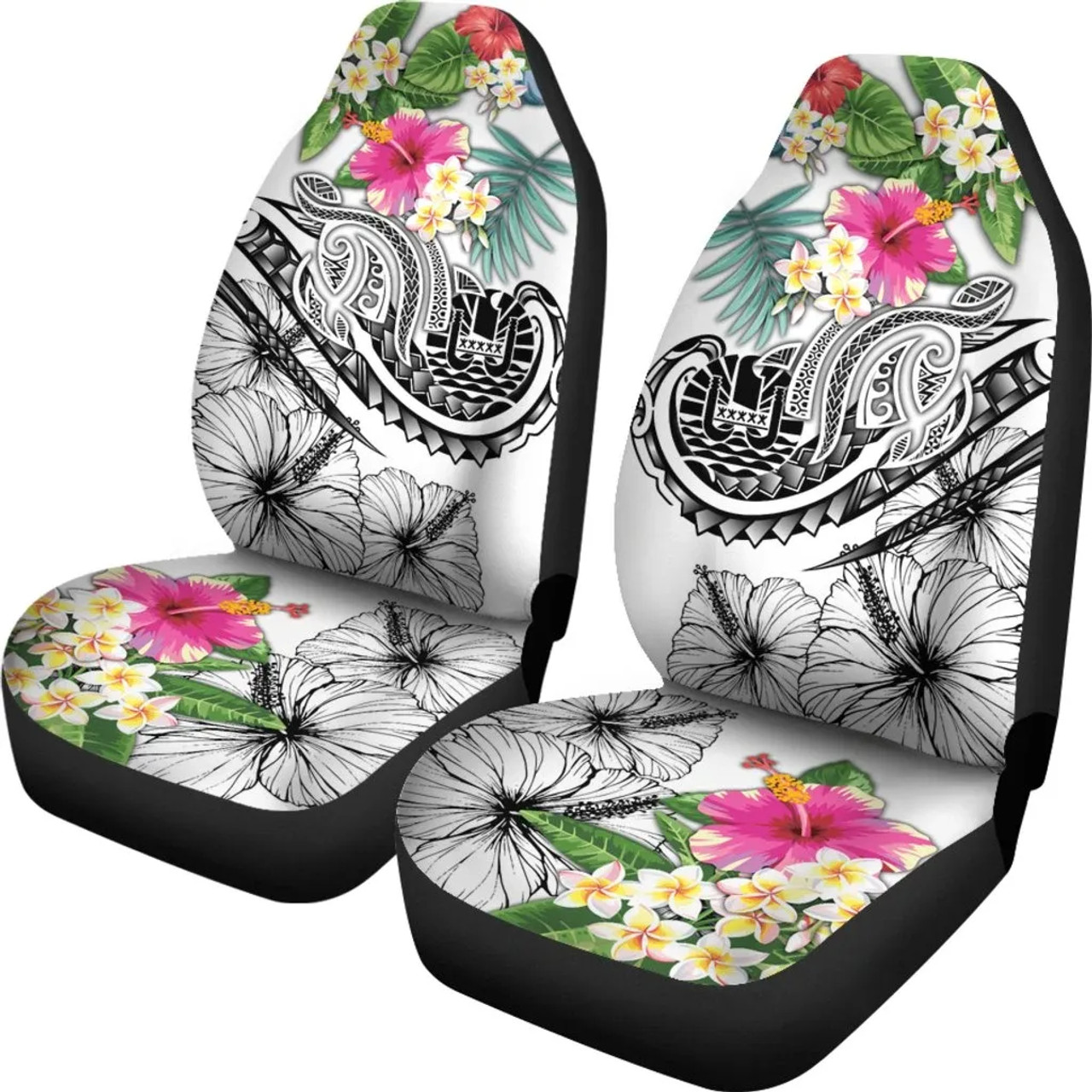 Tahiti Polynesian Car Seat Cover - Summer Plumeria (White)