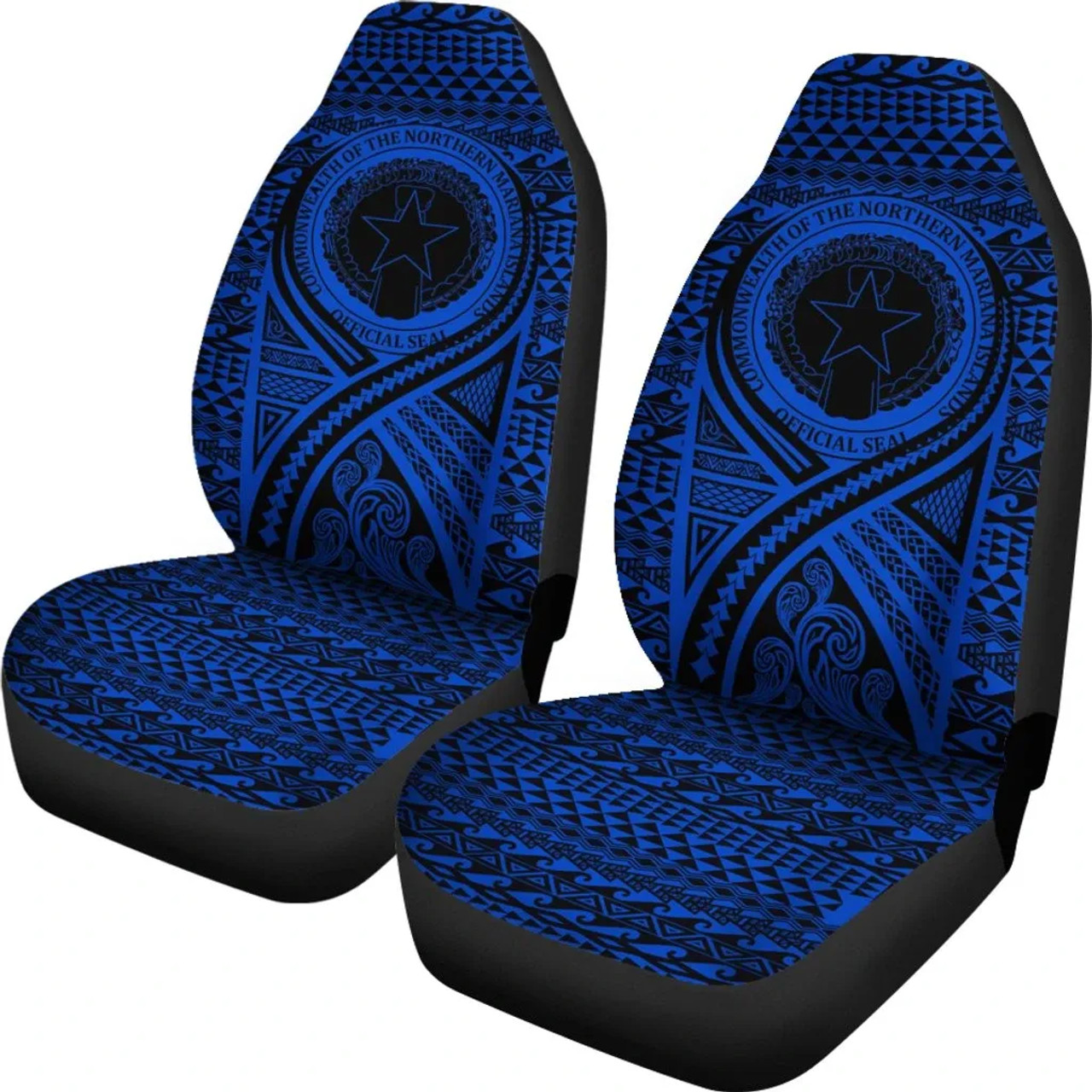 Northern Mariana Islands Car Seat Cover - Northern Mariana Islands Seal Polynesian Tattoo Blue