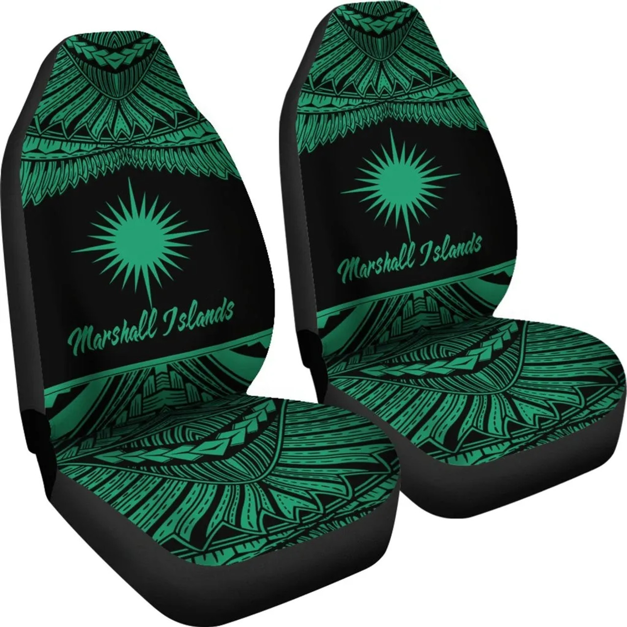 Marshall Islands Polynesian Car Seat Covers - Pride Green Version