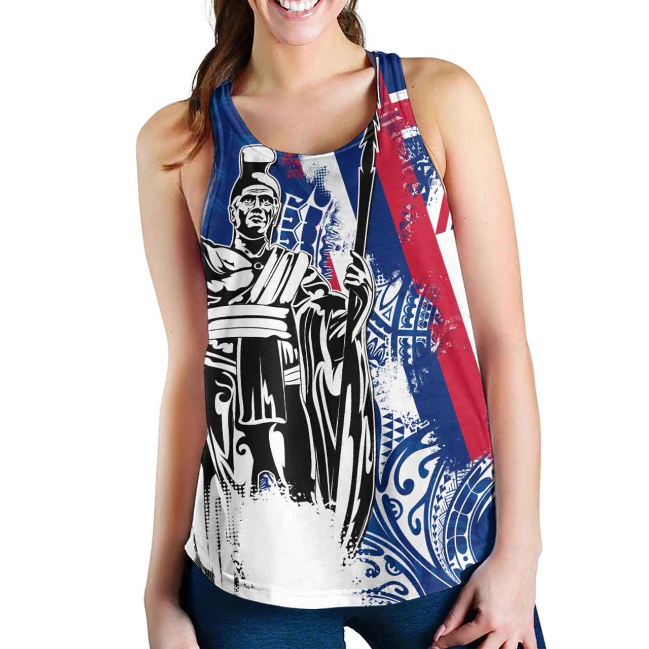 Hawaii Women Tank King Kamehameha I Flag Tropical