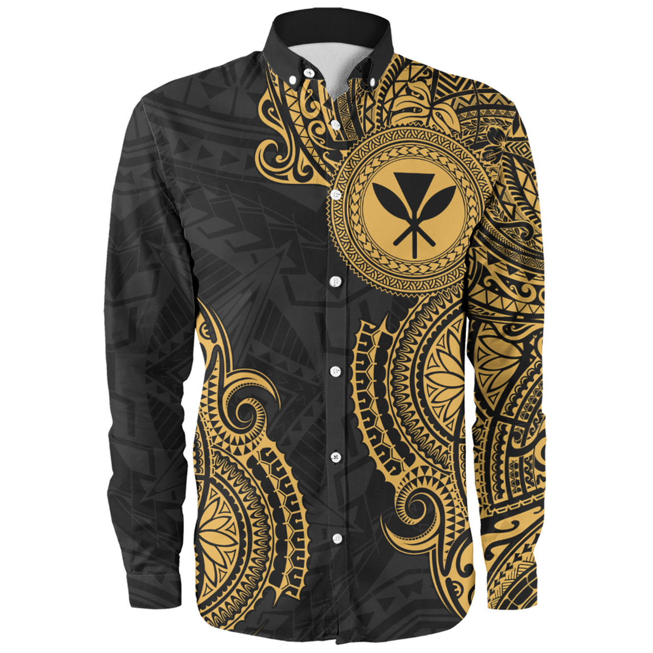 Hawaii Long Sleeve Shirt Tribal Polynesia Half With Seal Kanaka