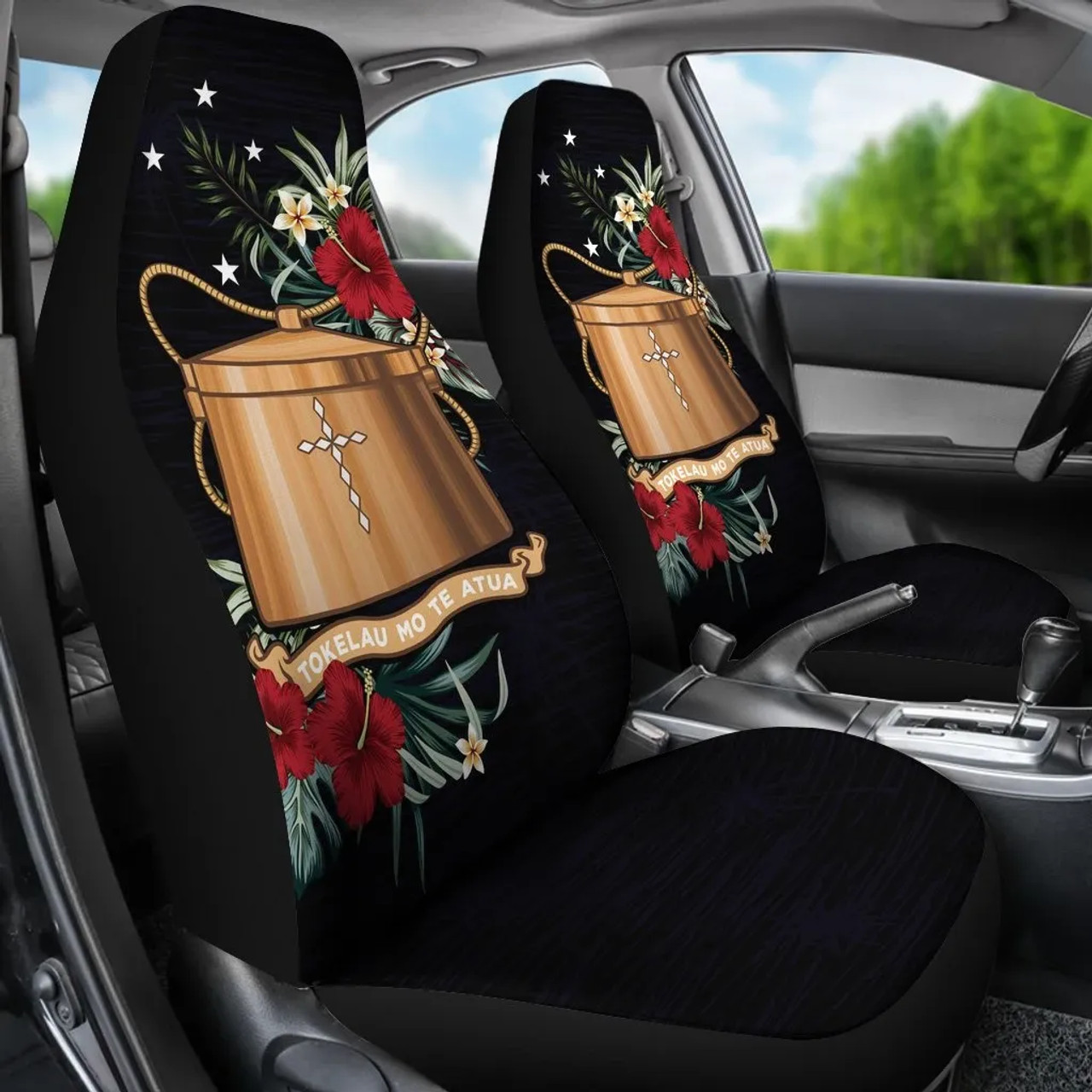 Tokelau Car Seat Covers - Tokelau Coat of Arms Hibiscus