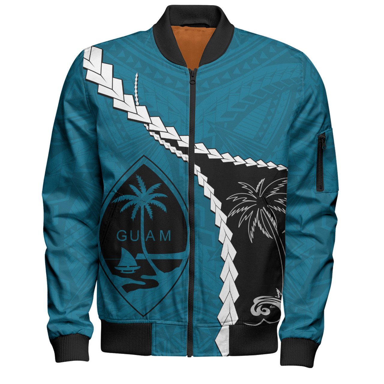 Guam Bomber Jacket Tribal Spirits Coconut Tree
