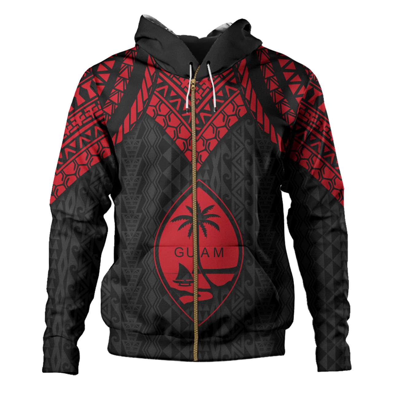 Guam Hoodie Polynesian Armor Style Red