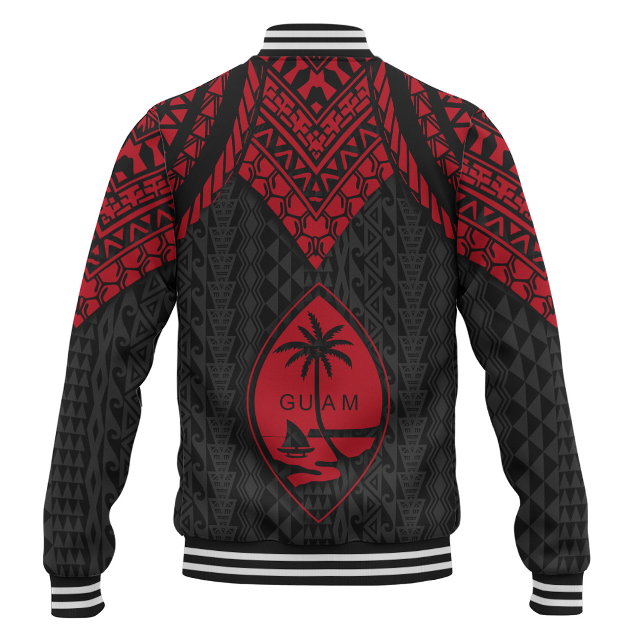 Guam Baseball Jacket Polynesian Armor Style Red