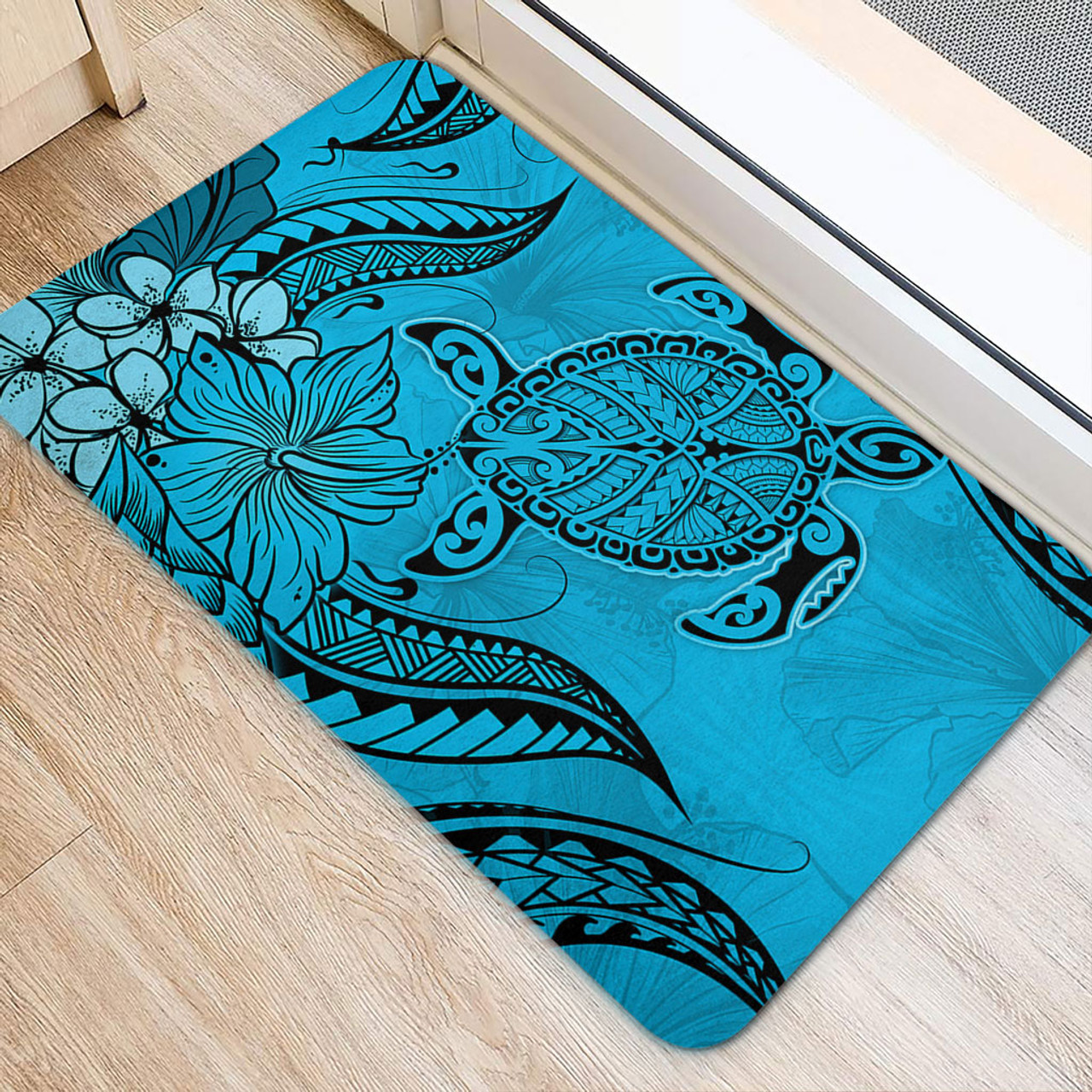 Hawaii Doormat Tribal Turtle And Flowers Island Life