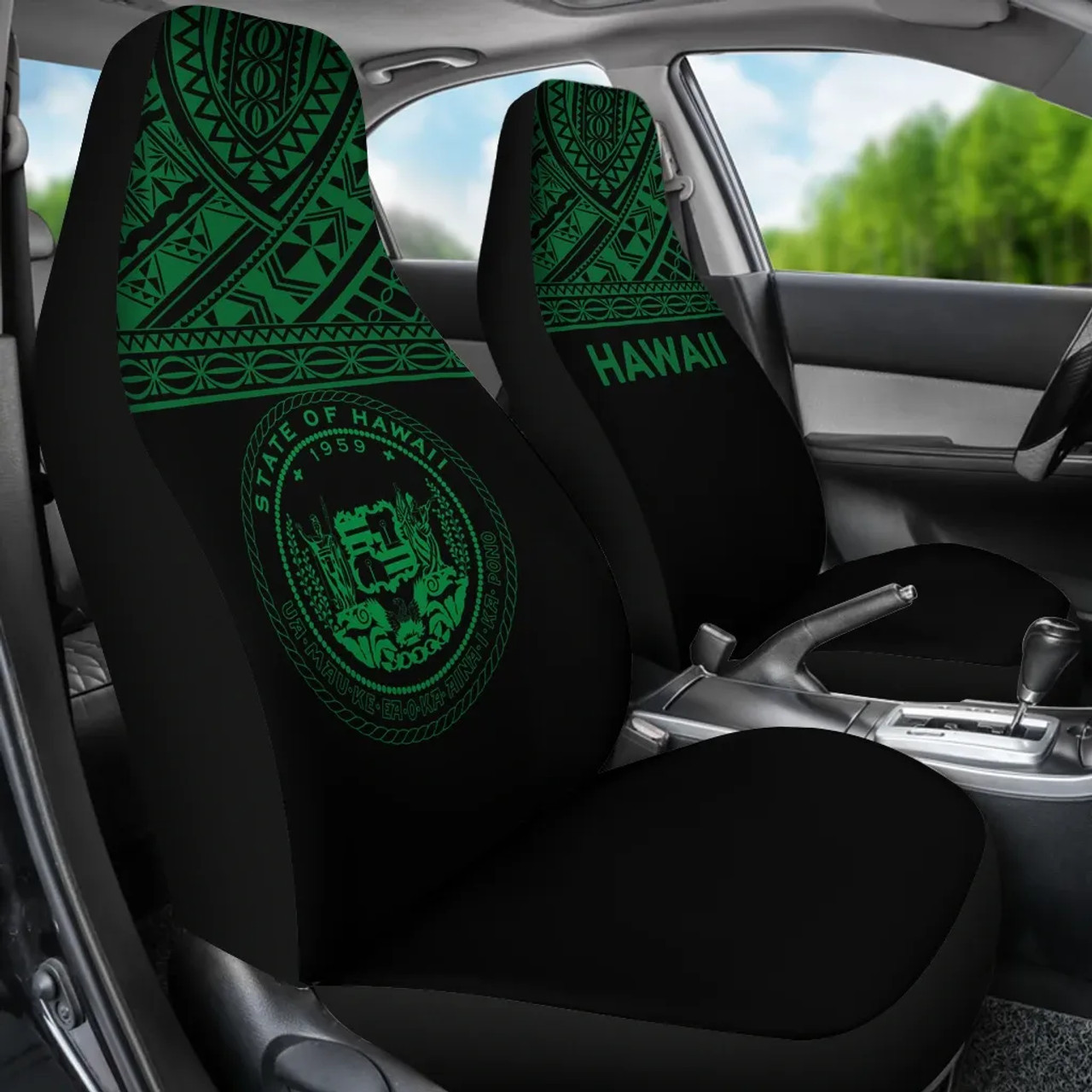 Hawaii Car Seat Covers - Hawaii Seal Polynesian Green Horizontal