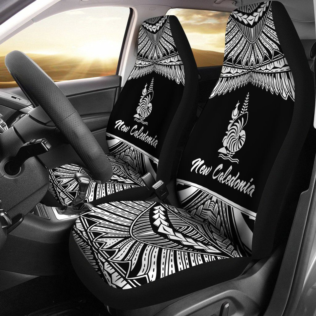 New Caledonia Polynesian Car Seat Covers - Pride White Version