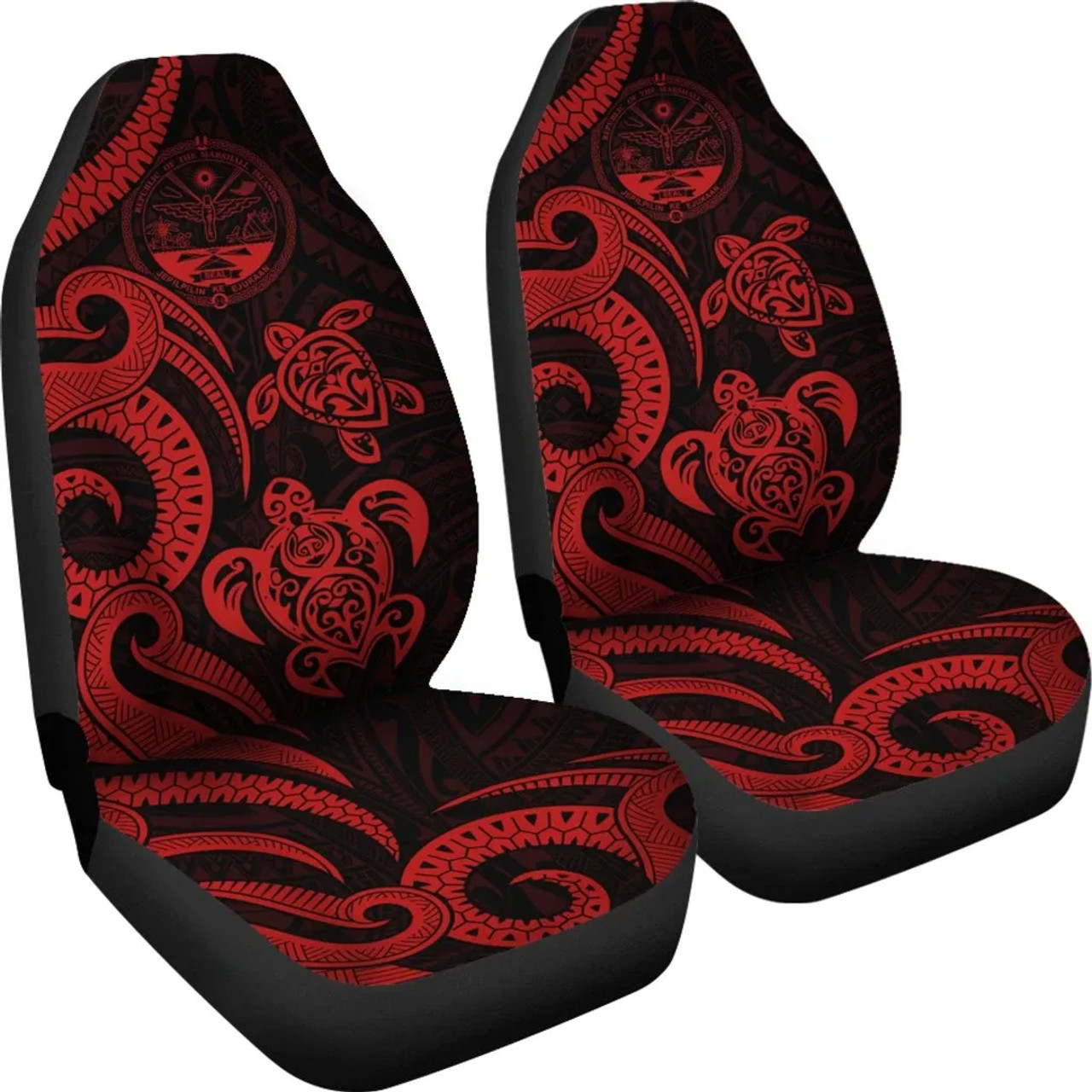 Marshall Islands Car Seat Covers - Red Tentacle Turtle Crest