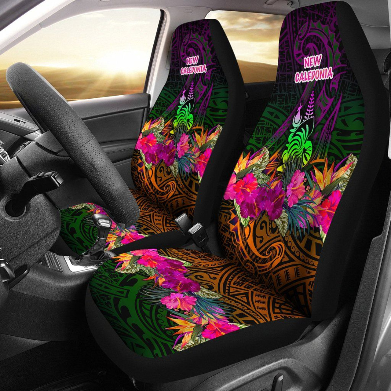 New Caledonia Polynesian Car Seat Covers - Summer Hibiscus