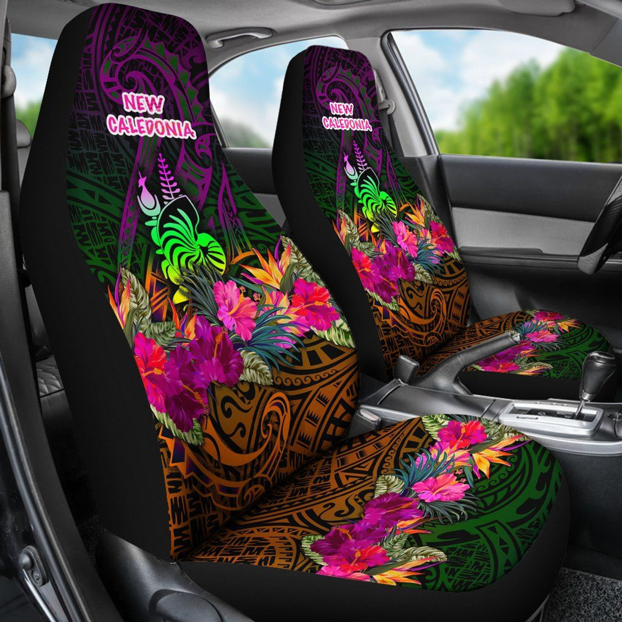 New Caledonia Polynesian Car Seat Covers - Summer Hibiscus