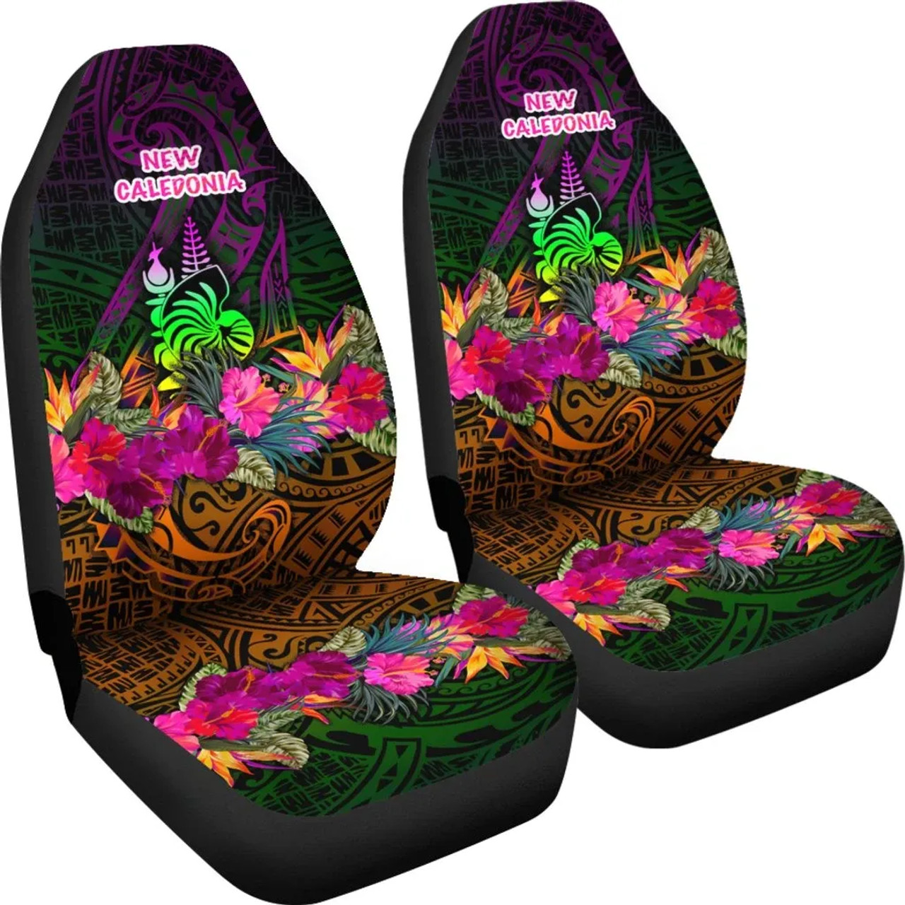 New Caledonia Polynesian Car Seat Covers - Summer Hibiscus