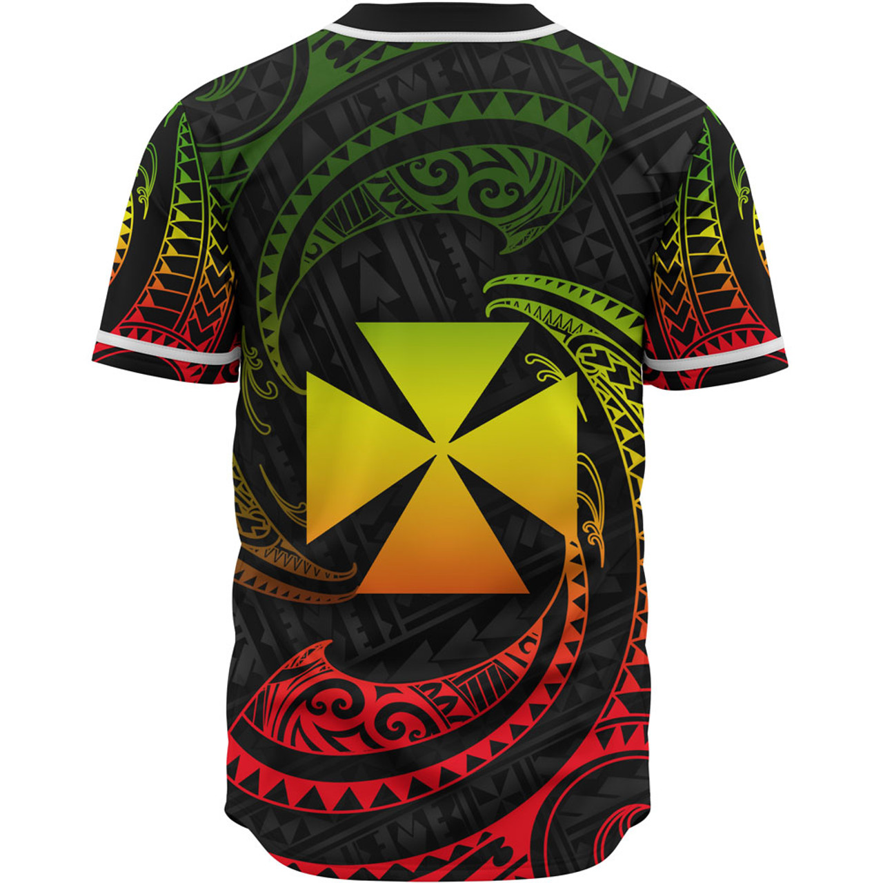 Wallis and Futuna Polynesian Custom Personalised Baseball Shirt - Reggae Tribal Wave