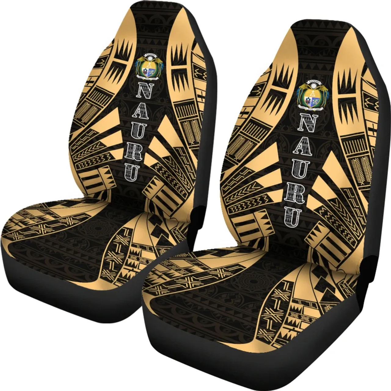 Nauru Car Seat Covers - Nauru Coat Of Arms Polynesian Tattoo Gold