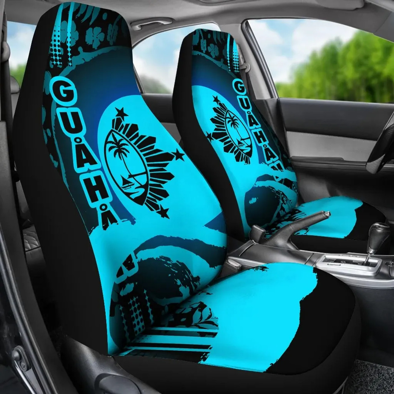 Guam Car Seat Covers - Guam Coat Of Arms Hibiscus And Wave Navy