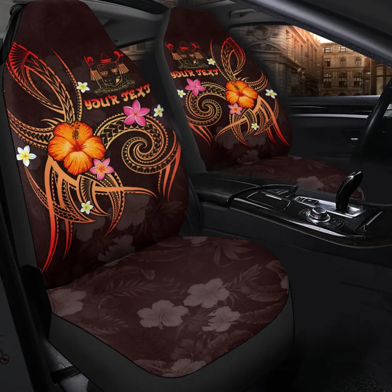 Fiji Polynesian Personalised Car Seat Covers - Legend of Fiji (Red)