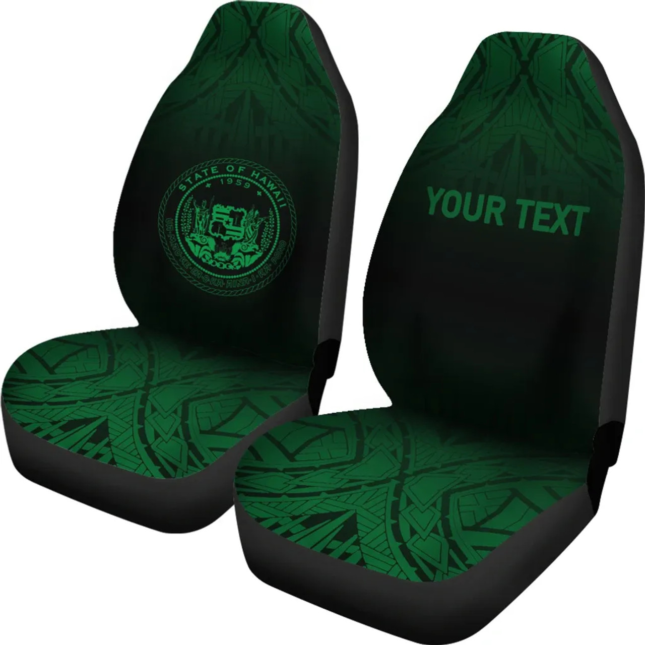 Hawaii Custom Personalised Car Seat Covers - Hawaii Seal Polynesian Tattoo Fog Green