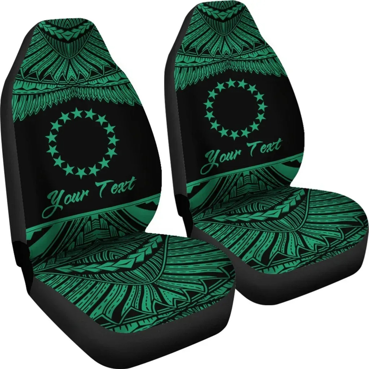 Cook Islands Polynesian Custom Personalised Car Seat Covers - Pride Green Version