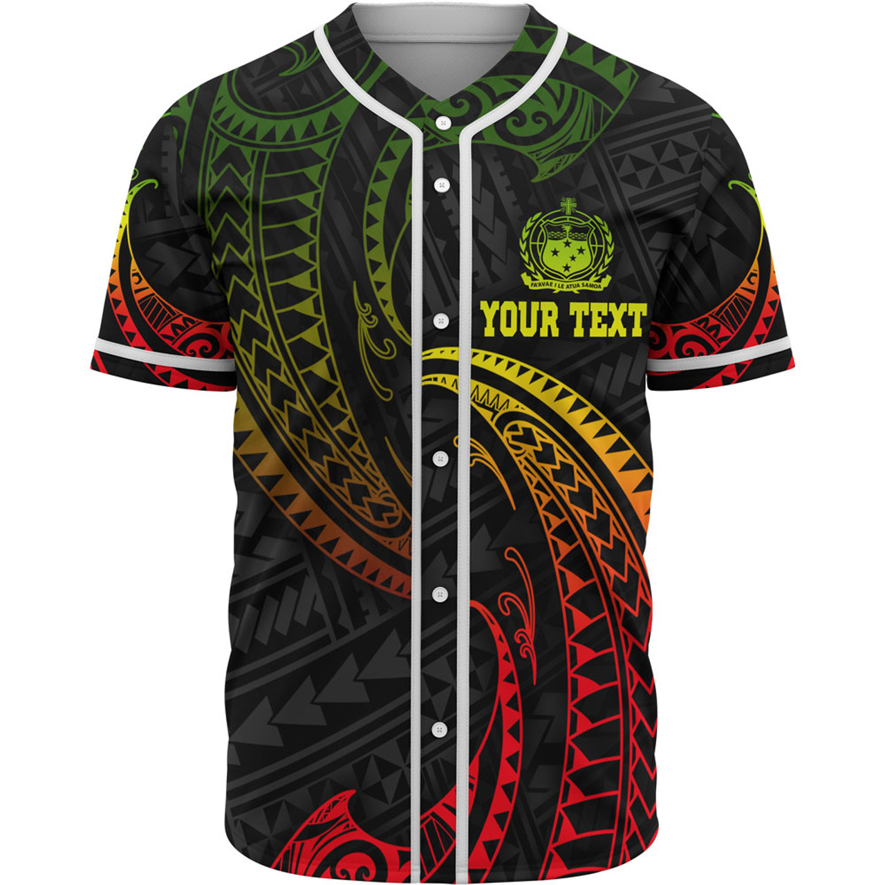 Samoa Polynesian Custom Personalised Baseball Shirt - Reggae Tribal Wave