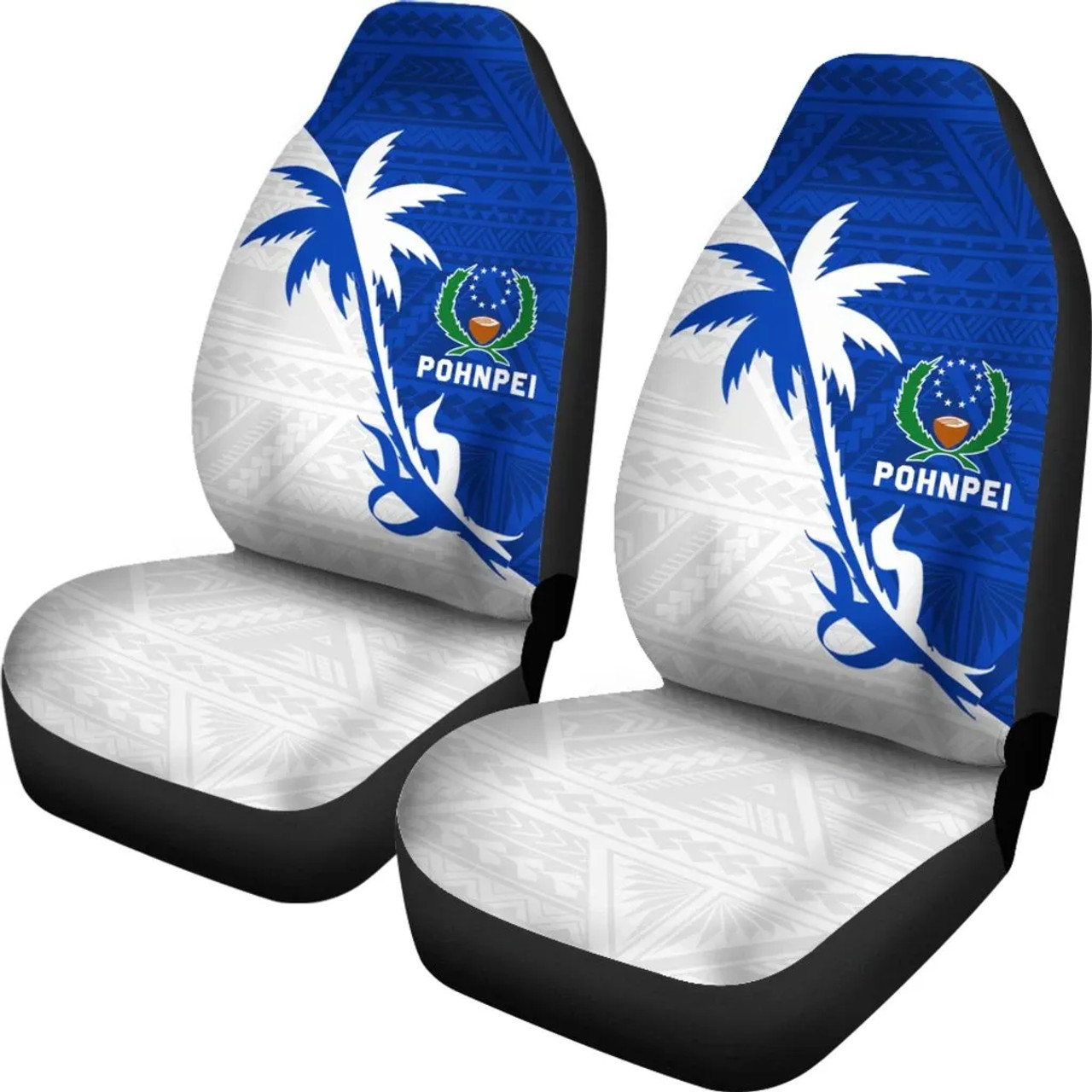 Pohnpei Car Seat Covers - Pohnpei Flag Coconut Tree