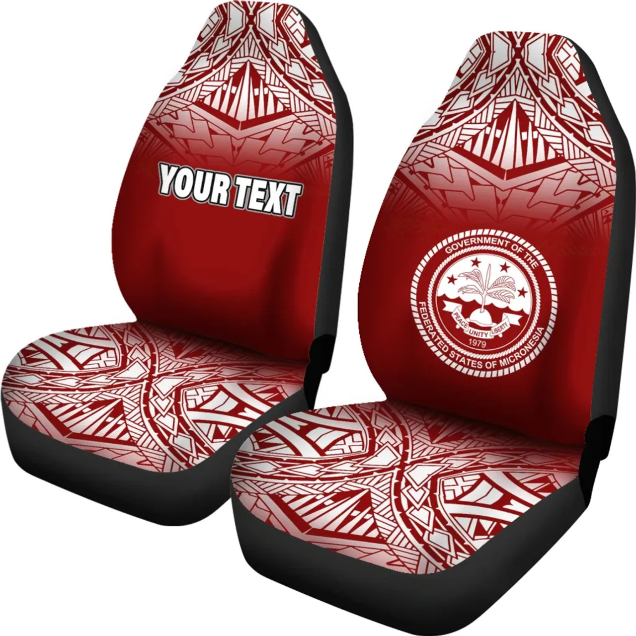 Federated States of Micronesia Car Seat Covers - FSM Seal Polynesian Tattoo Fog Red