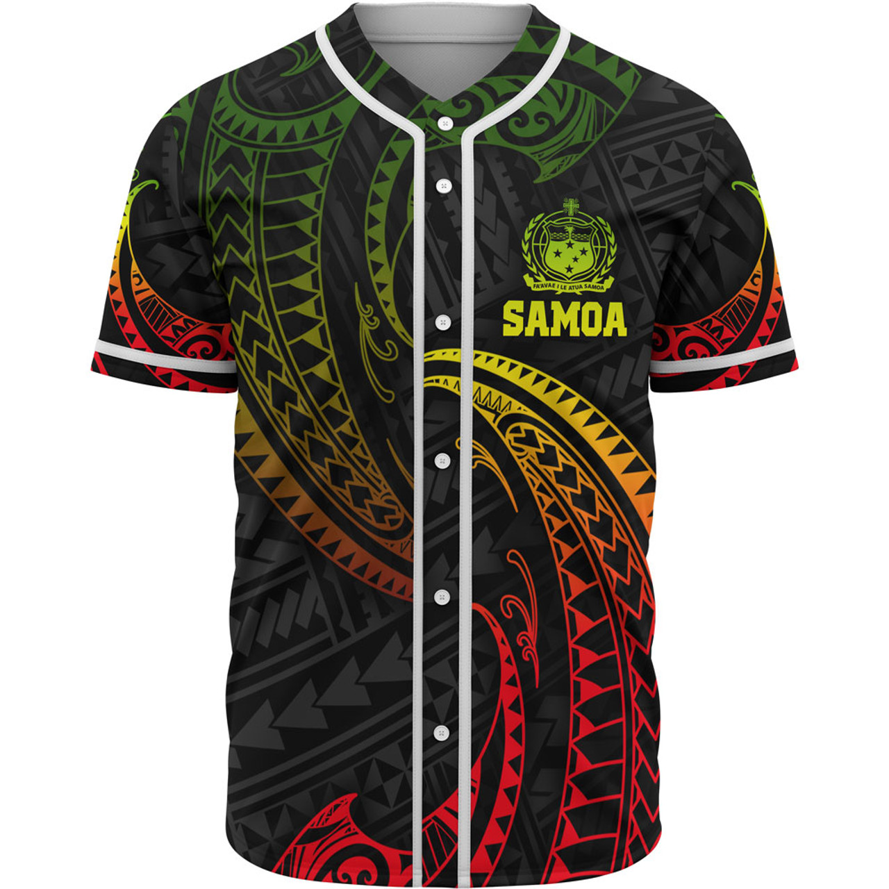Samoa Polynesian Baseball Shirt - Reggae Tribal Wave