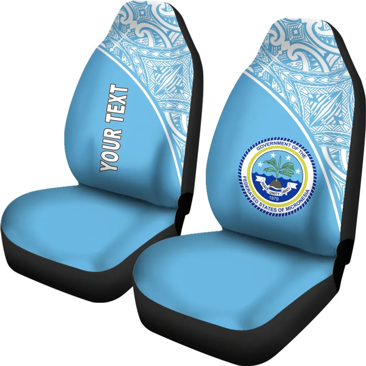 Federated States of Micronesia Car Seat Covers - FSM Seal Polynesian Blue Curve