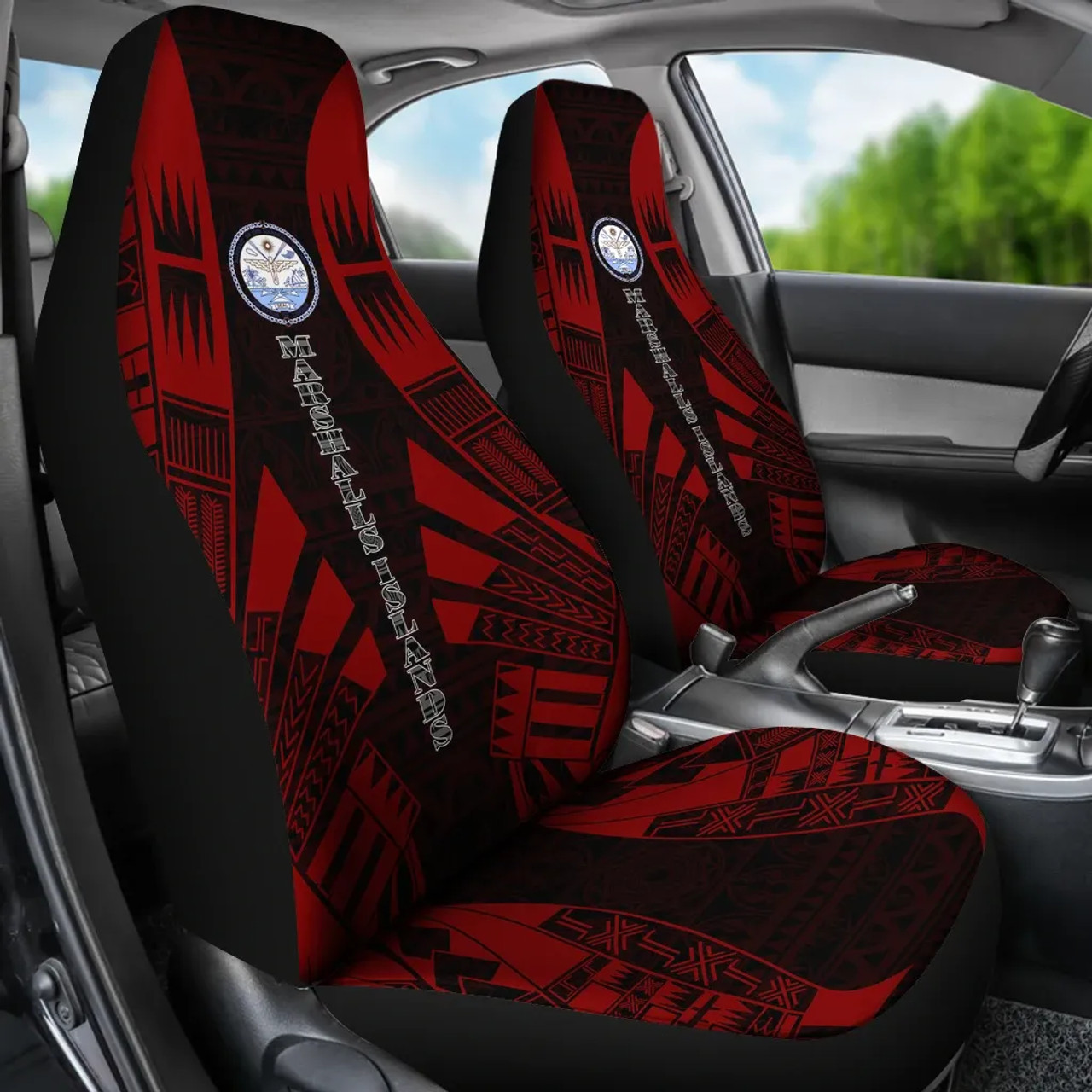 Marshall Islands Car Seat Covers - Marshall Islands Seal Polynesian Tattoo Red