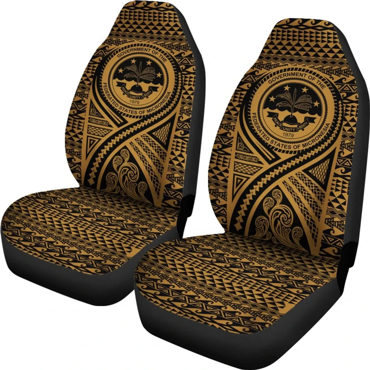 FSM Car Seat Cover - FSM Seal Polynesian Tattoo Gold