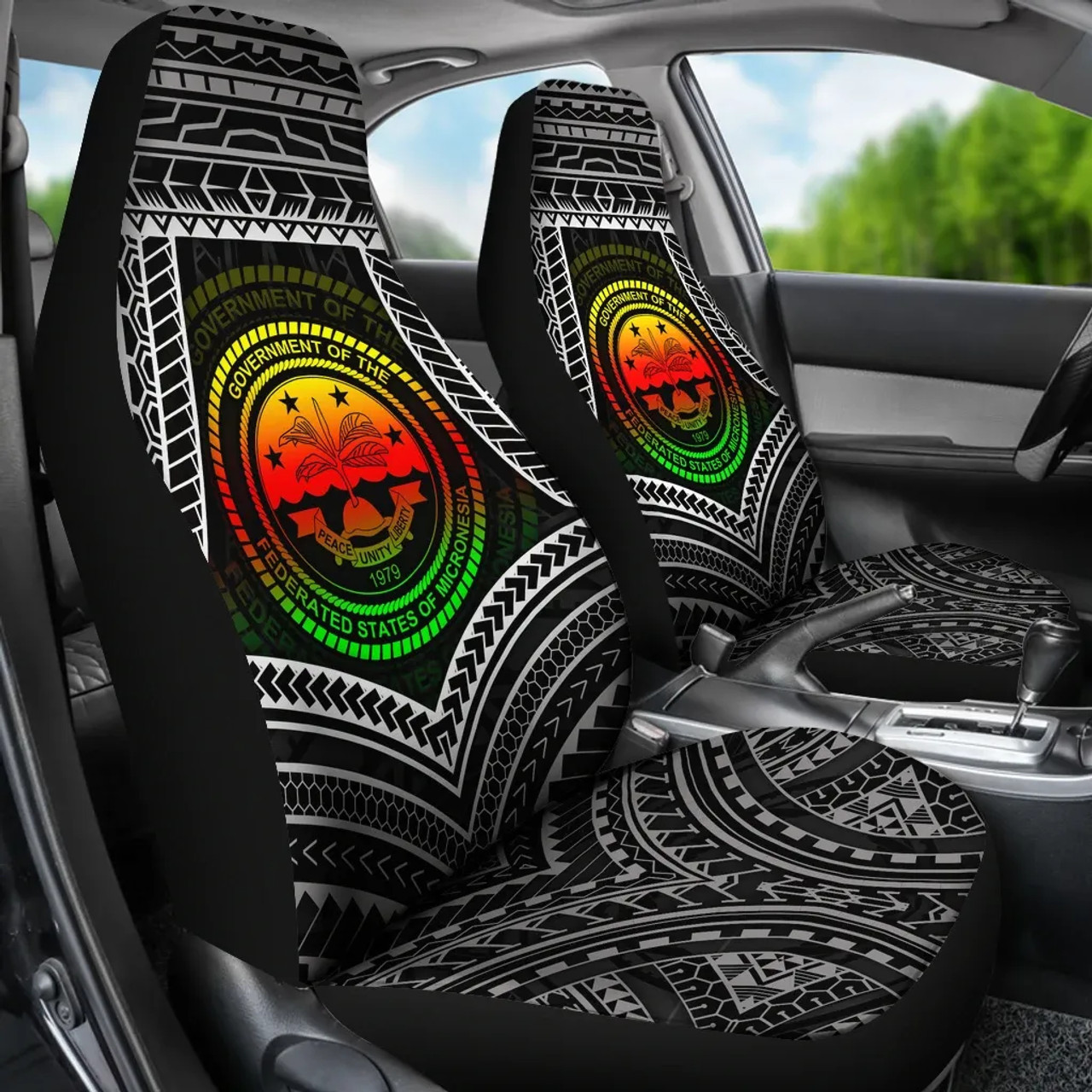Federated States Of Micronesia Car Seat Covers - FSM Seal Reggae Color