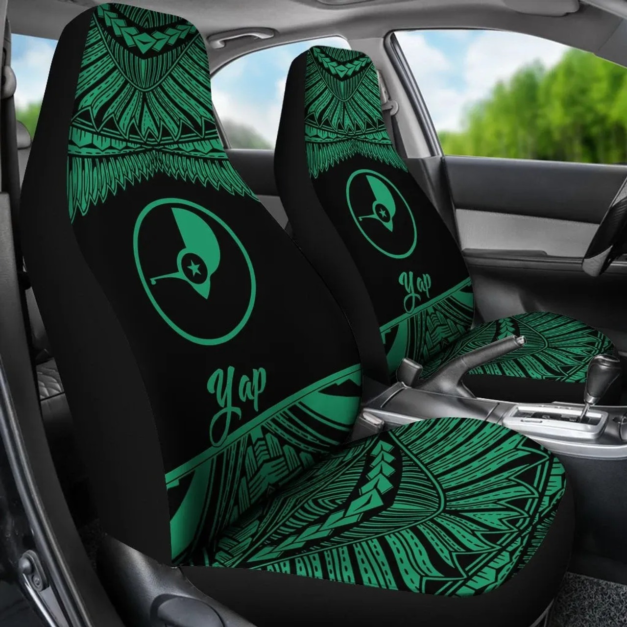 Yap Polynesian Car Seat Covers - Pride Green Version