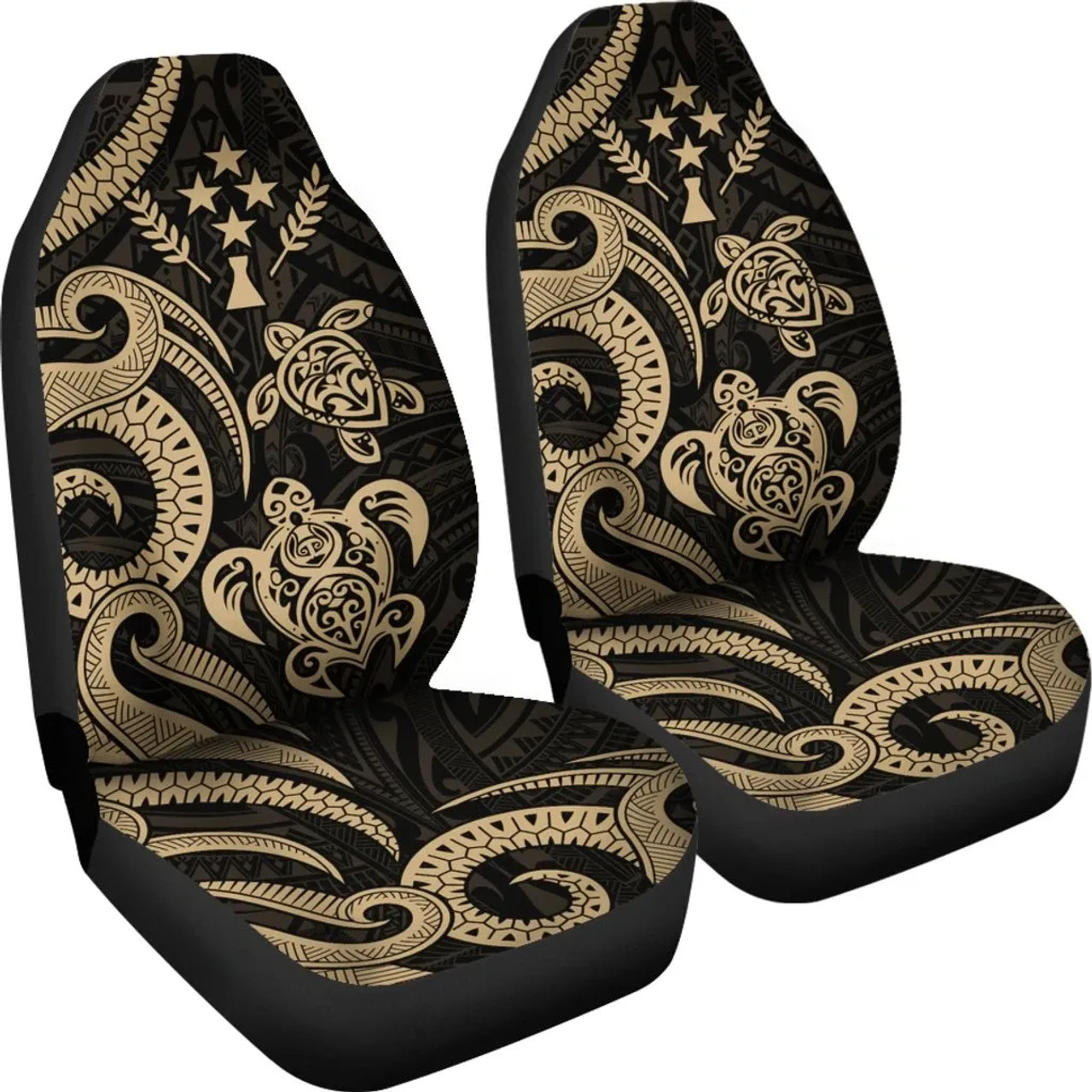 Kosrae Micronesian Car Seat Covers - Gold Tentacle Turtle