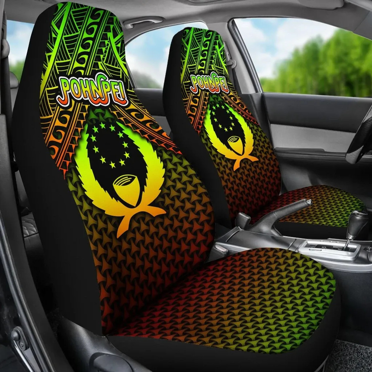 Polynesian Pohnpei Car Seat Covers - Reggae Vintage Polynesian Patterns